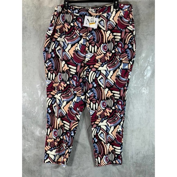 Nina Parker Women's Plus Eth Tribal Printed Tailored Straight-Leg Pants SZ 3X - Picture 1 of 11